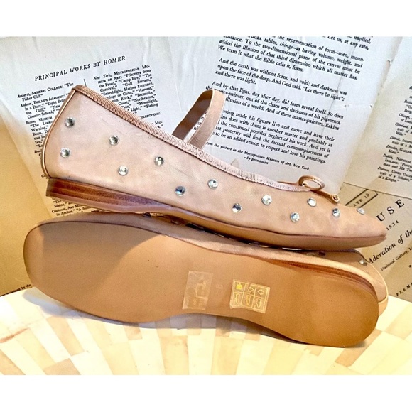 Free People Jeffrey Campbell Shine For You Ballet Flats Mesh Stone Beige - Picture 10 of 10